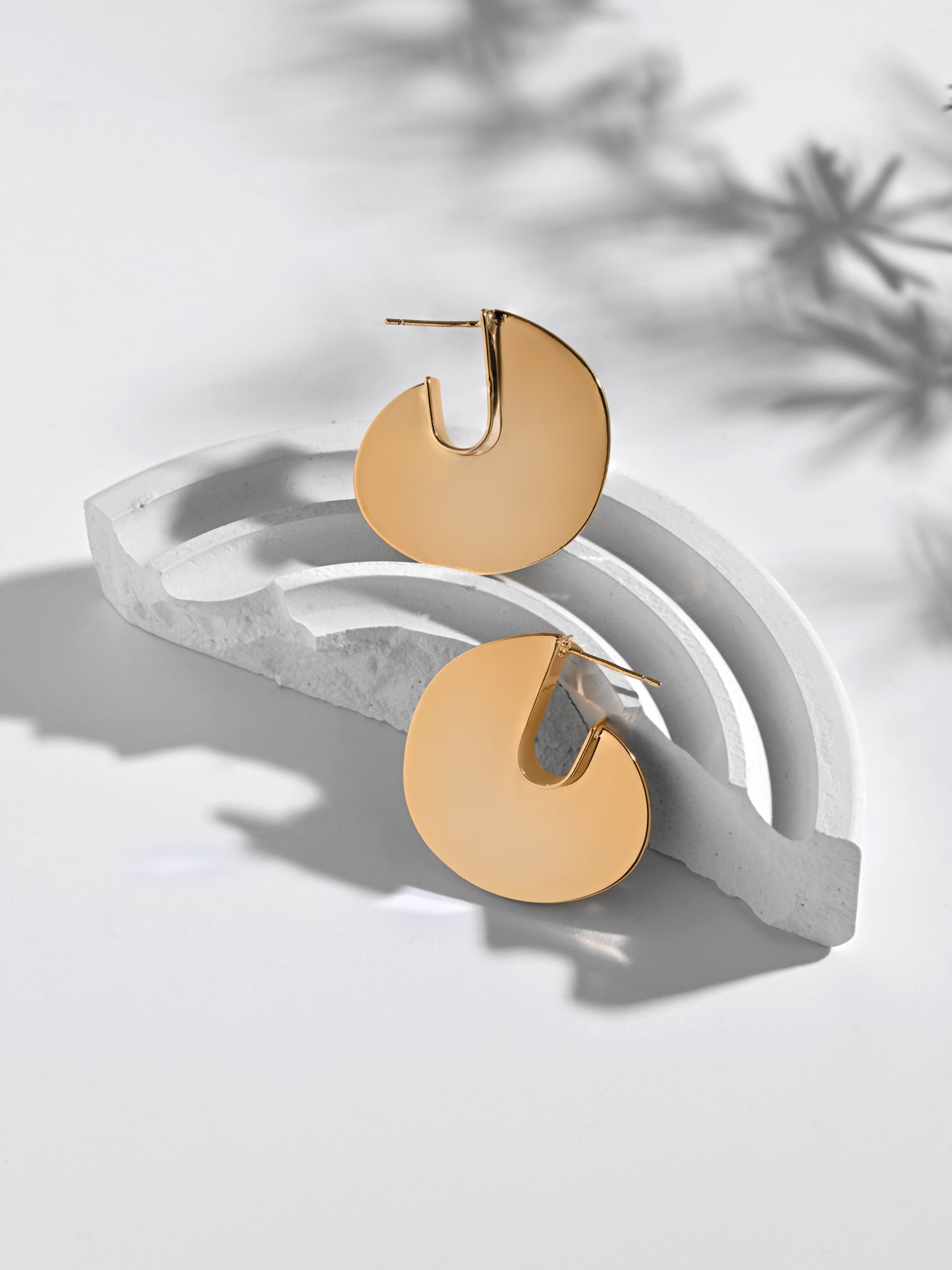 Hook Shaped Earrings-Golden