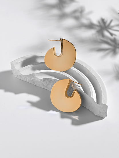 Hook Shaped Earrings-Golden
