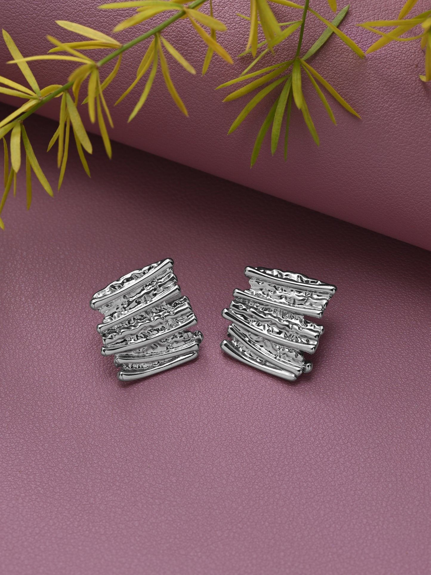 Silver Textured Earrings