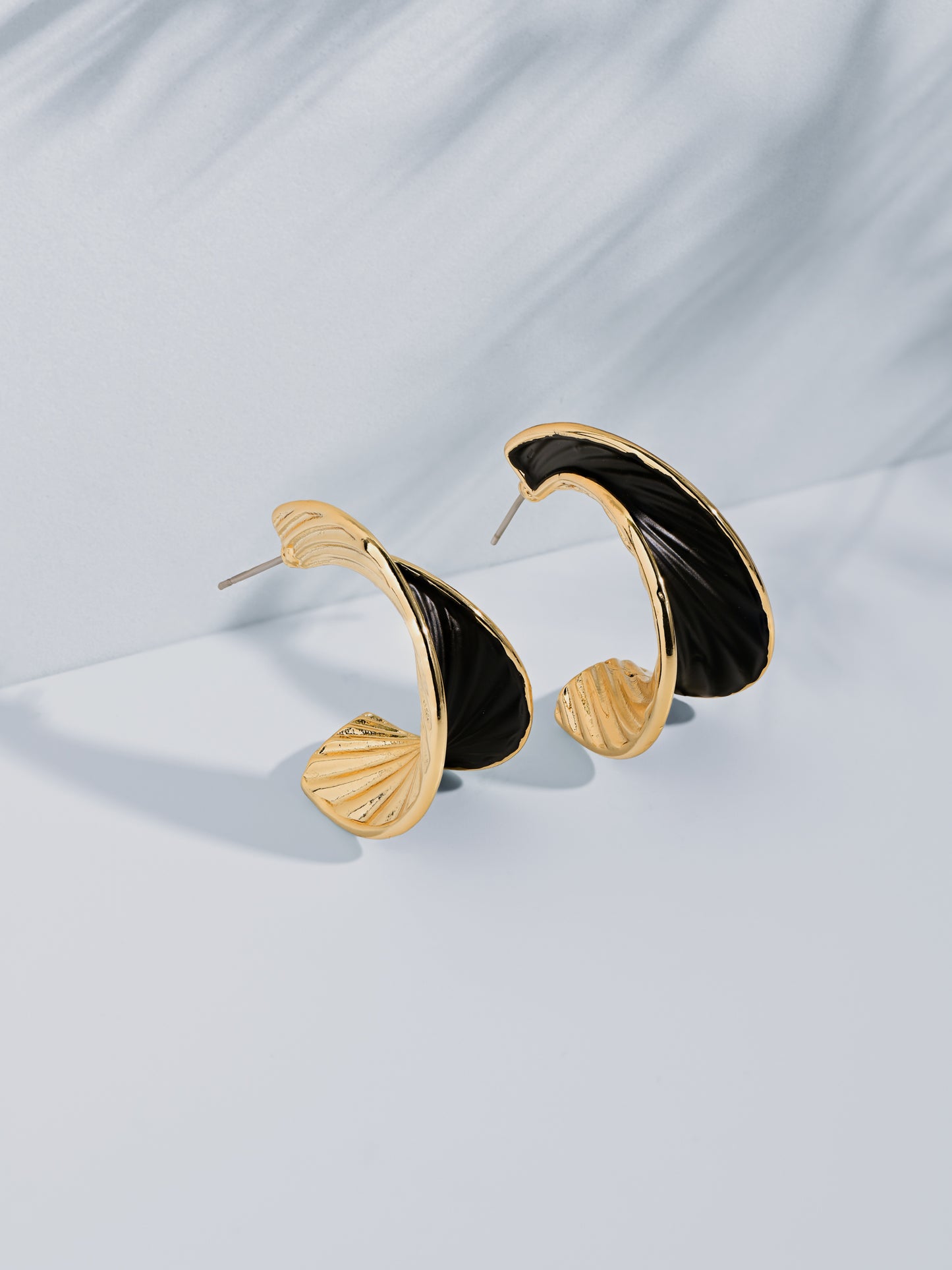 Golden Black Leaf Earrings