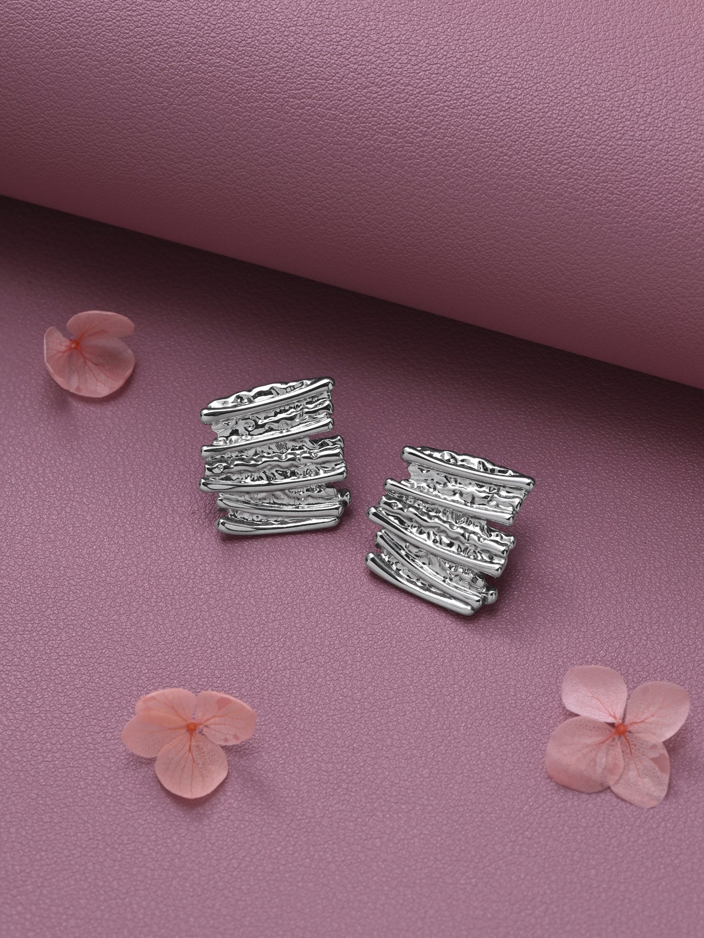 Silver Textured Earrings