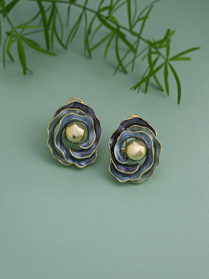 Krrystafee 18K Gold Plated Grey Rose Crystal Earrings for Women | Minimalist Evening Wear