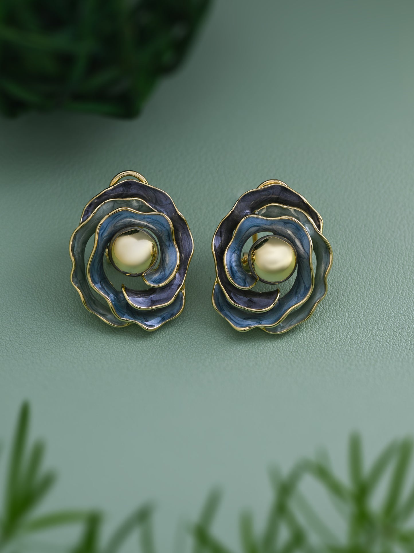 Krrystafee 18K Gold Plated Grey Rose Crystal Earrings for Women | Minimalist Evening Wear