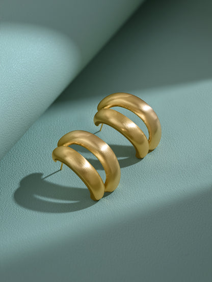 Krrystafee 18K Gold Plated Dual Circle Hoop Earrings for Women | Minimalist Daily Wear