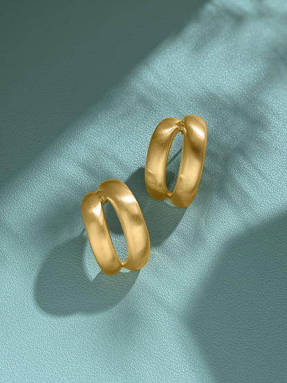 Krrystafee 18K Gold Plated Dual Circle Hoop Earrings for Women | Minimalist Daily Wear