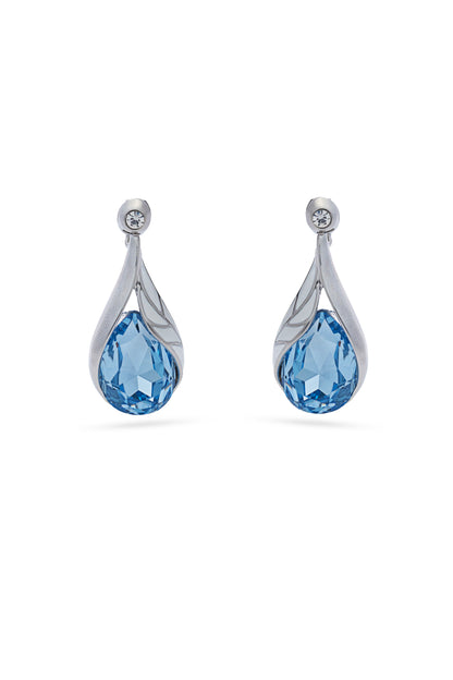Blue Crystal Tear Drop Pendent Set