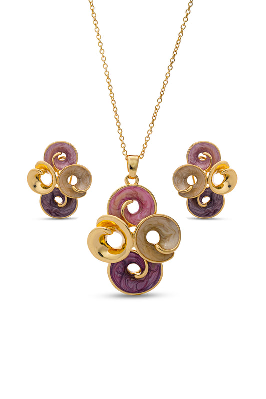 Enamel Petal Cluster Pendent Set