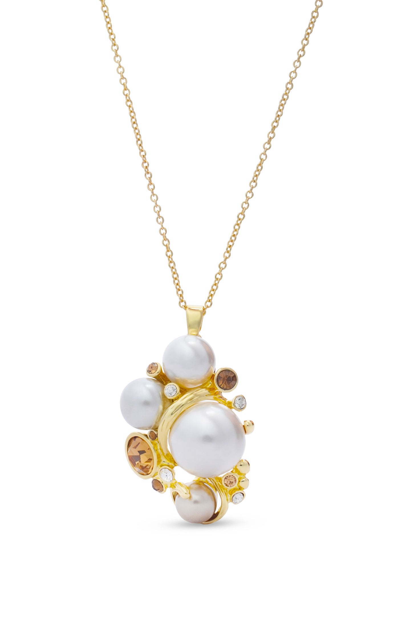Pearl Cluster in Gold Pendent Set