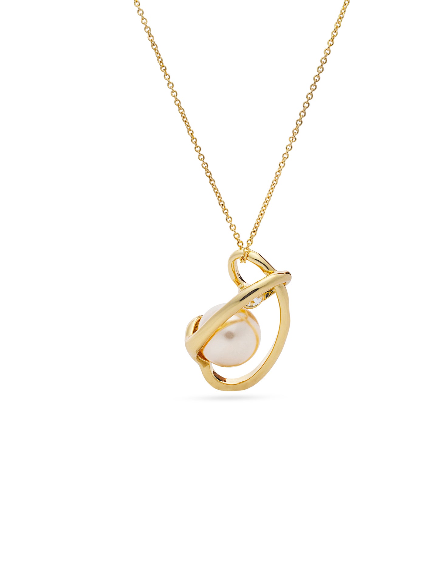 Pearl Wrapped By Golden Thread Pendent Set