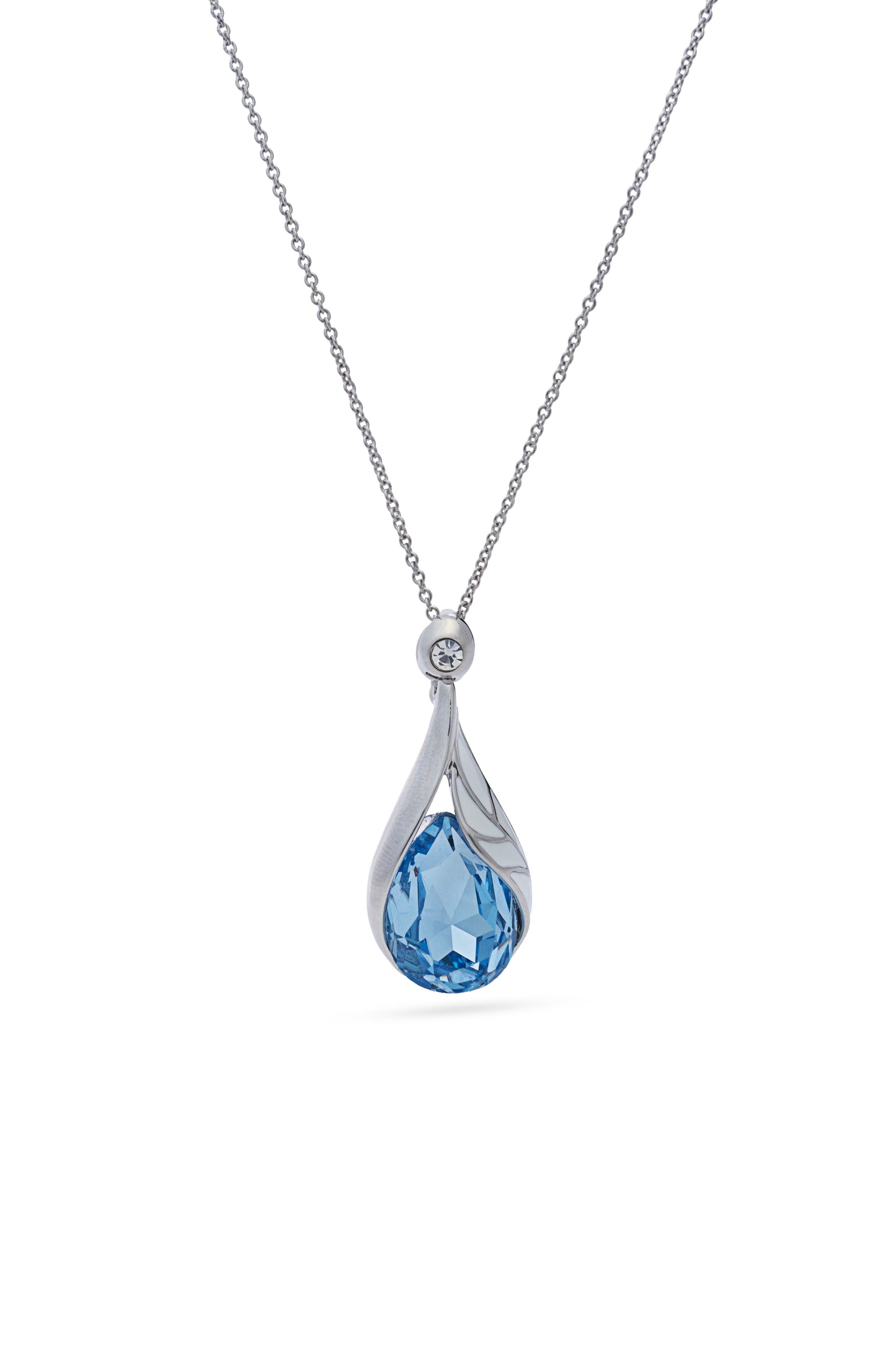 Blue Crystal Tear Drop Pendent Set