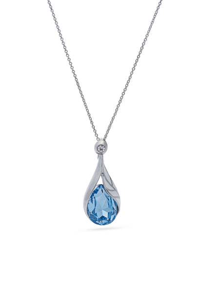 Blue Crystal Tear Drop Pendent Set