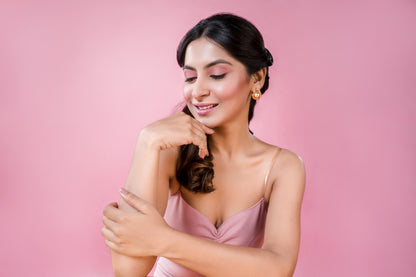 Pearl Wrapped In Golden Tread Earrings