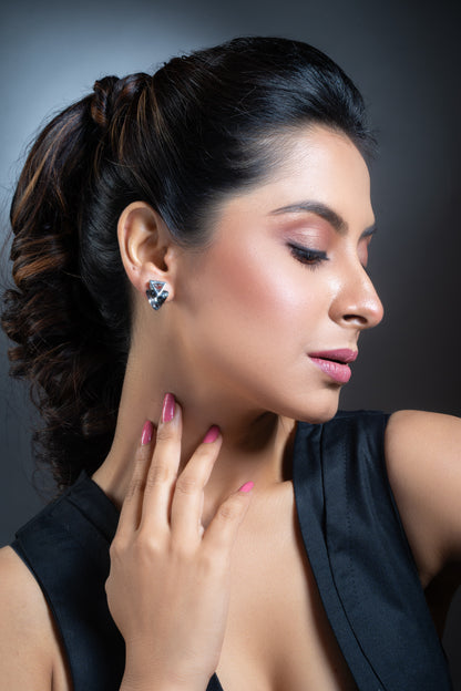 Grey Triangle Crystal Stud