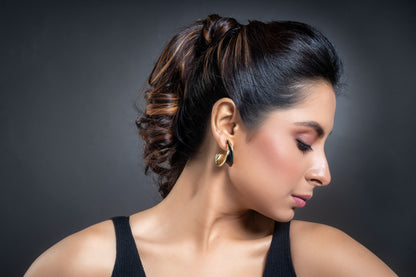 Golden Black Leaf Earrings