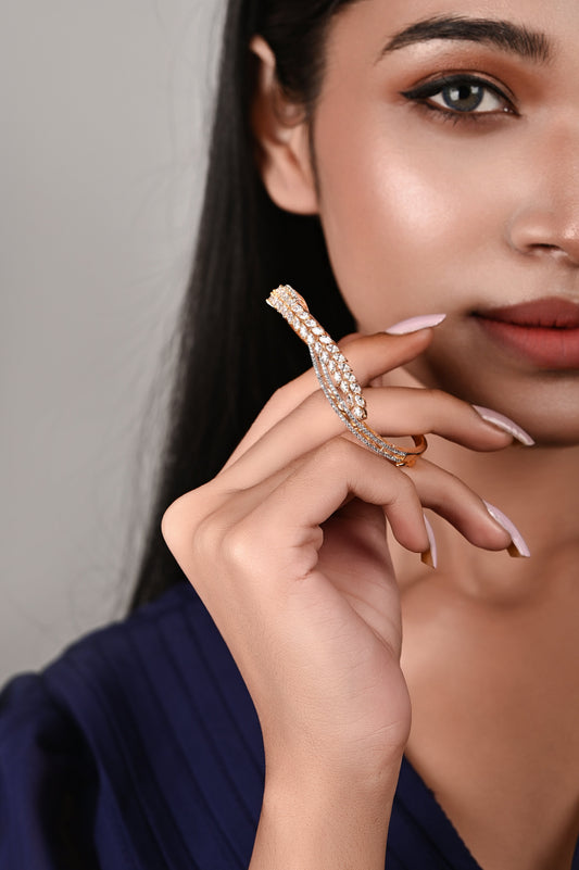 Krrystafee 18K Gold Plated CZ Diamond Look Bracelet for Women | Bridal Gifting Jewellery