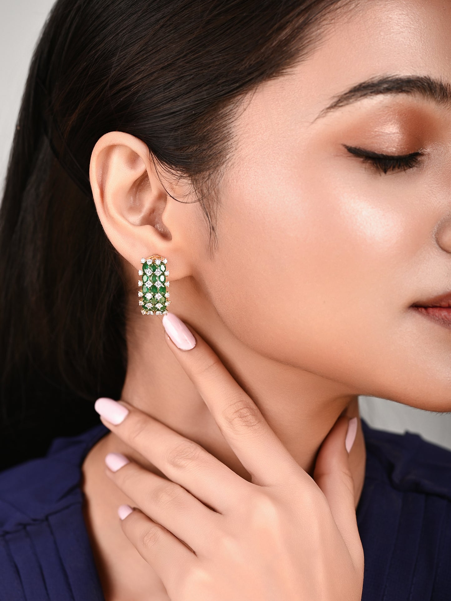 Emerald Green Bali Style Zircon Earrings