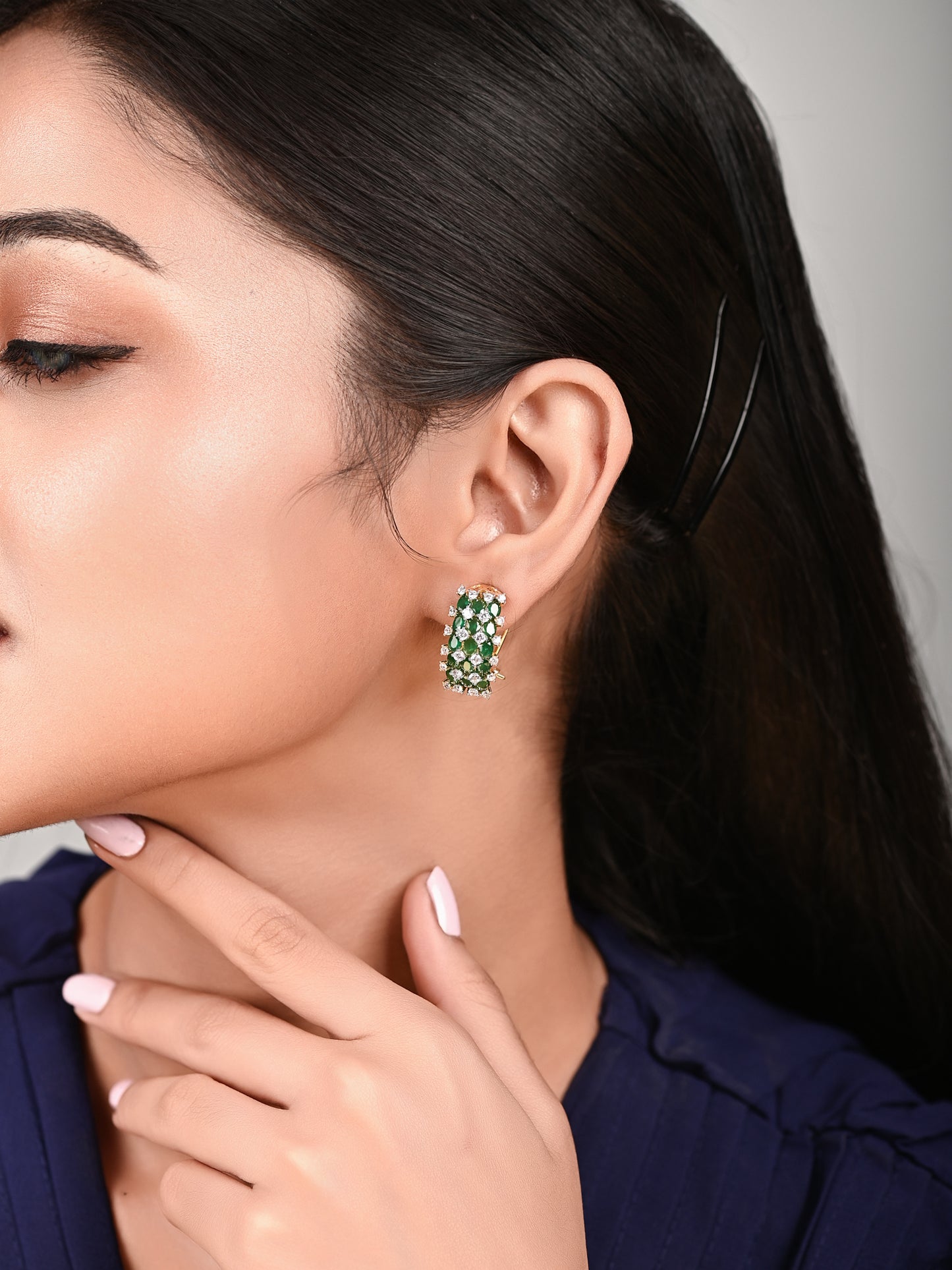 Emerald Green Bali Style Zircon Earrings
