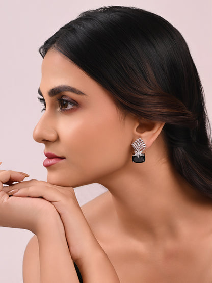 Diamond Studs with Black Stone