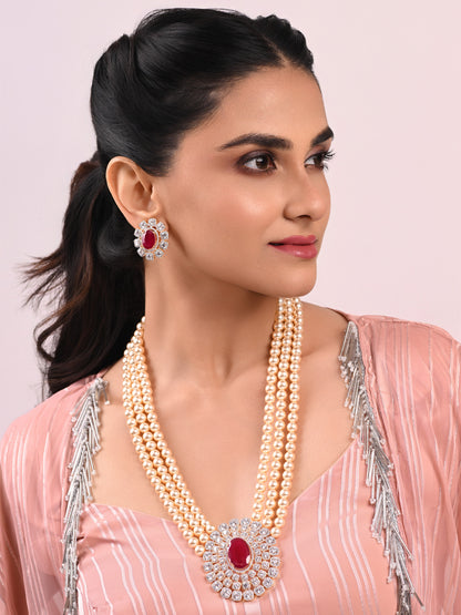 Queens Legacy Ruby Studded Pearl Set
