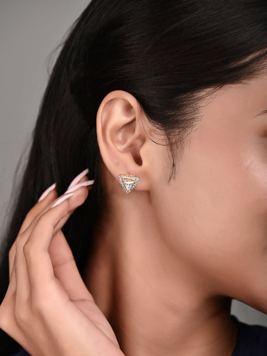 Trillion Cut Swarovski Crystal Stud with Halo