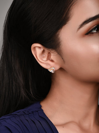 Trillion Cut Swarovski Crystal Stud with Halo