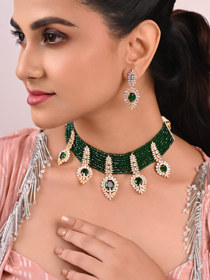 Emerald Diamond Necklace Set