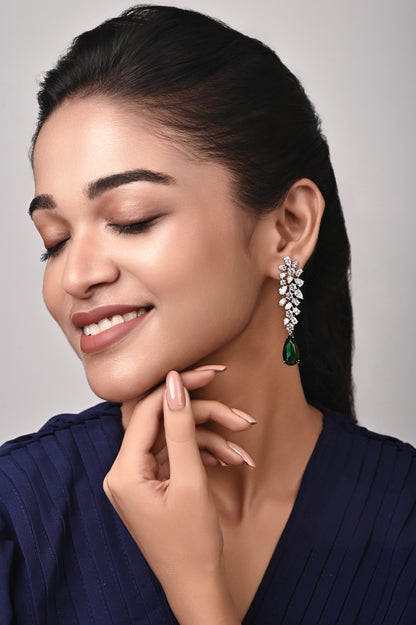 Emerald Green Zircon Diamond Danglers