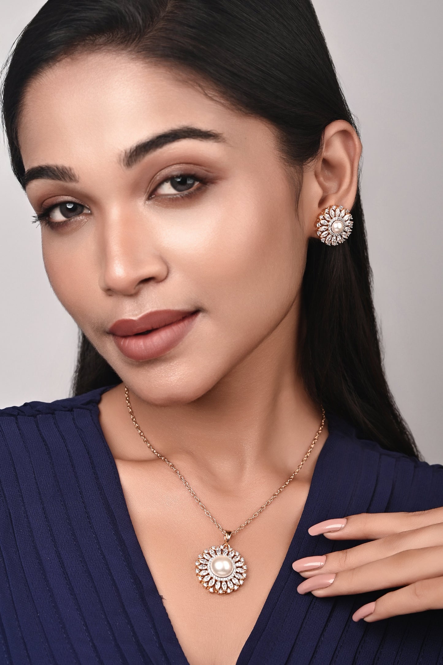 Pearl & Diamond Pendant Set