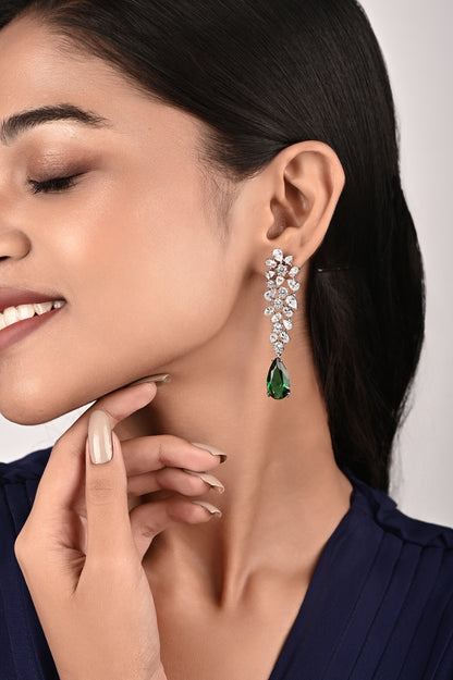 Emerald Green Zircon Diamond Danglers