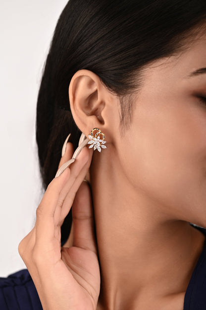 Floral Swarovski Crystals Earring