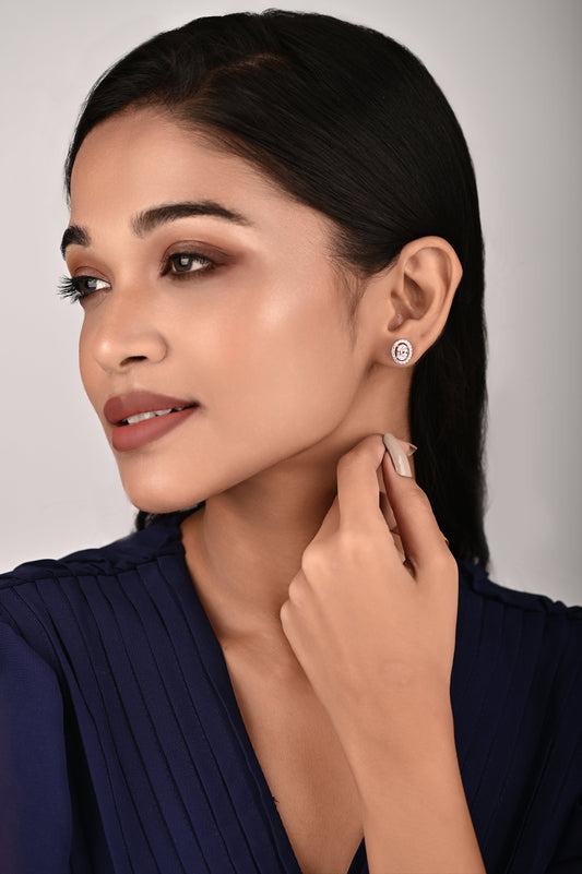 Swarovski Crystal Oval Stud with Halo