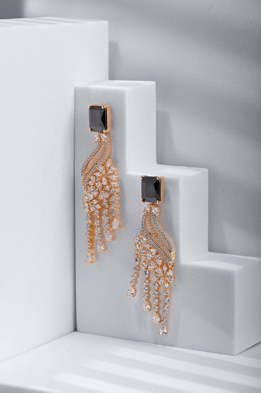 Rain Drops Earring with Black Stone