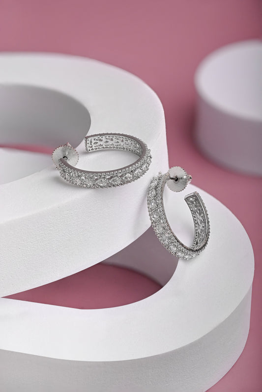 Diamond & Silver Hoop Balis