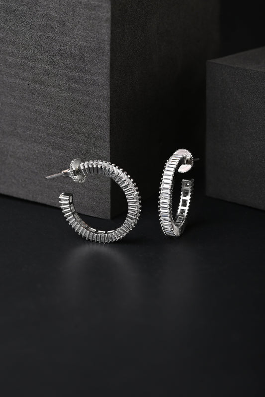 Diamond & Silver Hoop Balis