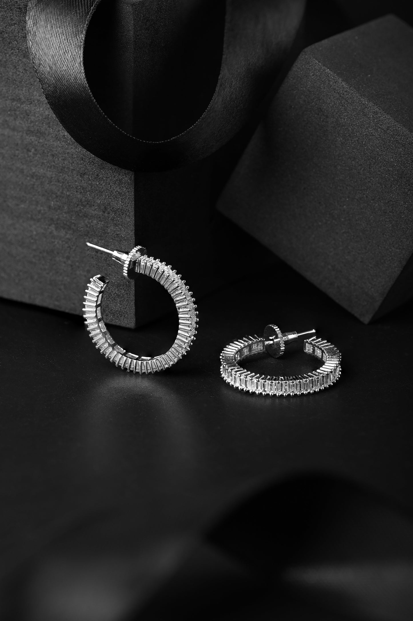 Diamond & Silver Hoop Balis