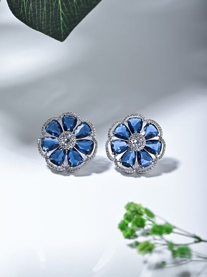 Sapphire Floral Zircon Earrings