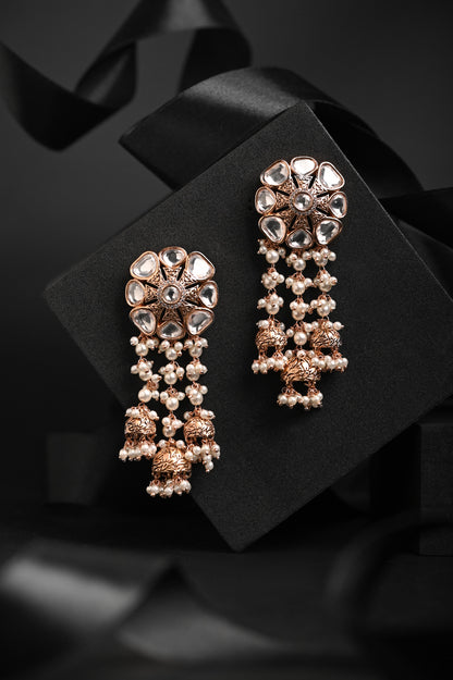 Oxidized Earrings with Pearls