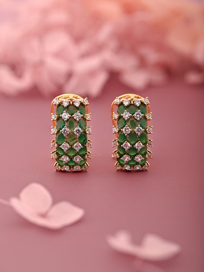 Emerald Green Bali Style Zircon Earrings