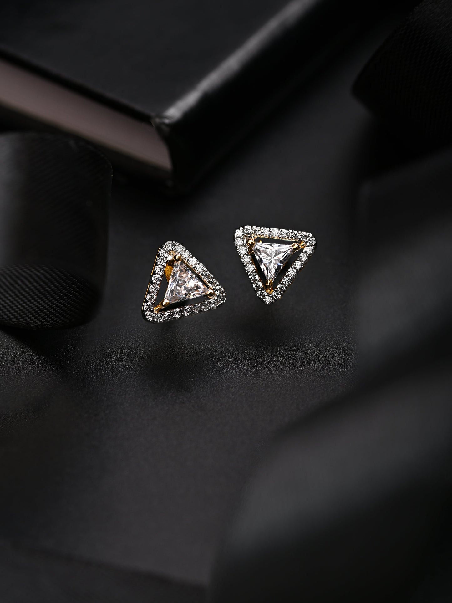 Trillion Cut Swarovski Crystal Stud with Halo