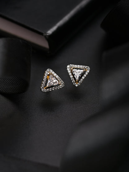 Trillion Cut Swarovski Crystal Stud with Halo