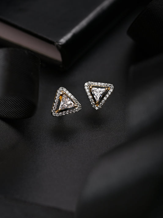 Trillion Cut Swarovski Crystal Stud with Halo