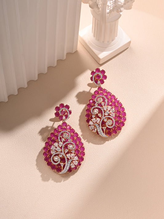 Italian Ruby Danglers with Diamond Vines