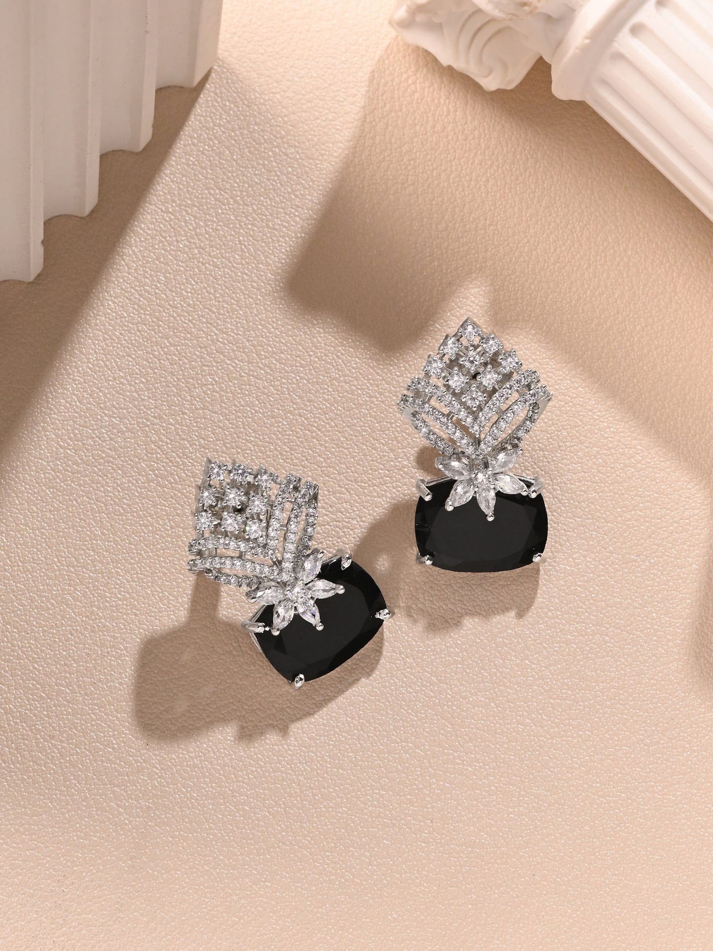 Diamond Studs with Black Stone