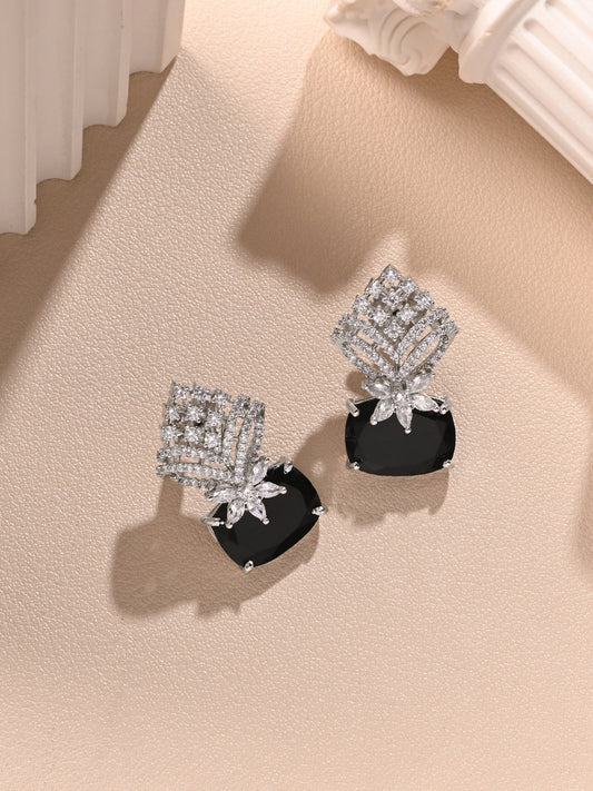 Diamond Studs with Black Stone
