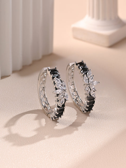 Black Zircon Diamond Balis with Flower