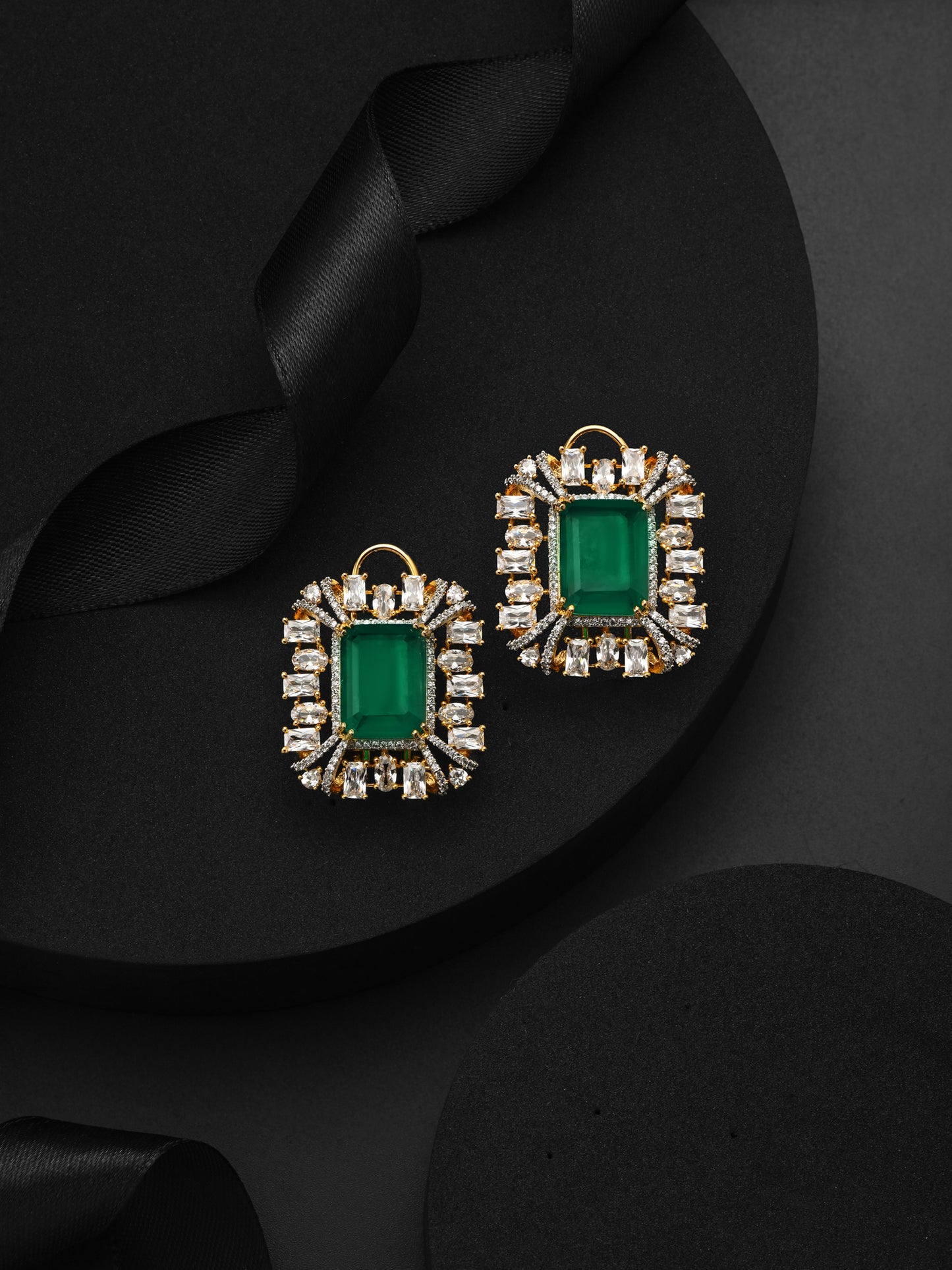 Cocktail Night Emerald Diamond Earrings
