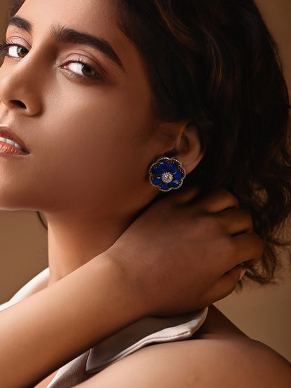 Sapphire Floral Zircon Earrings