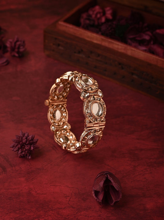 Krrystafee Rose Gold Plated Kada Bangle for Women | Bridal Traditional Jewellery