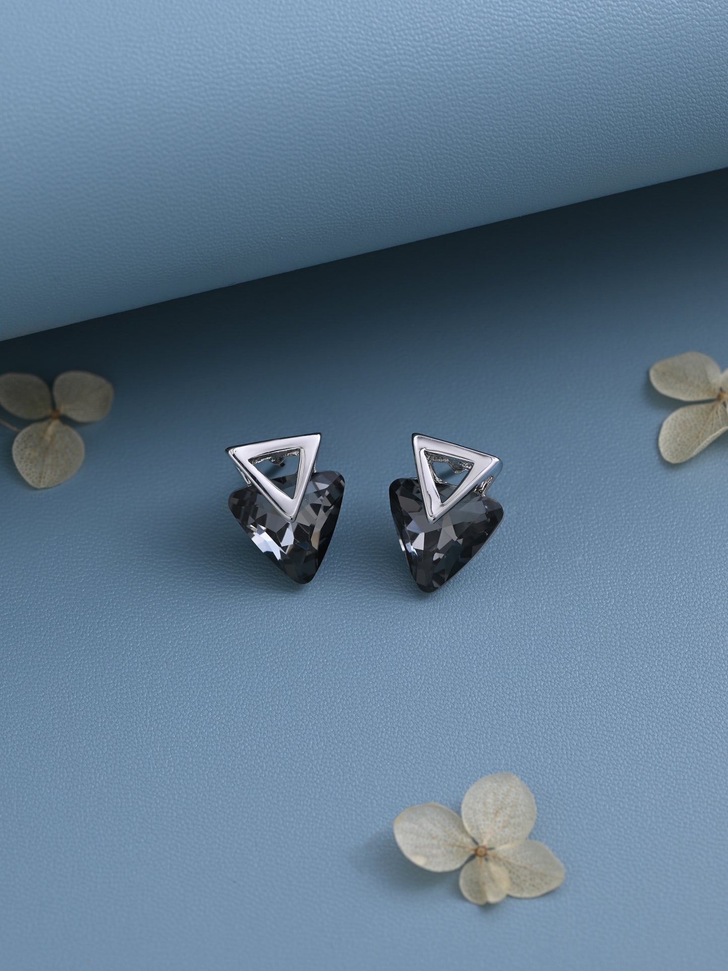Grey Triangle Crystal Stud