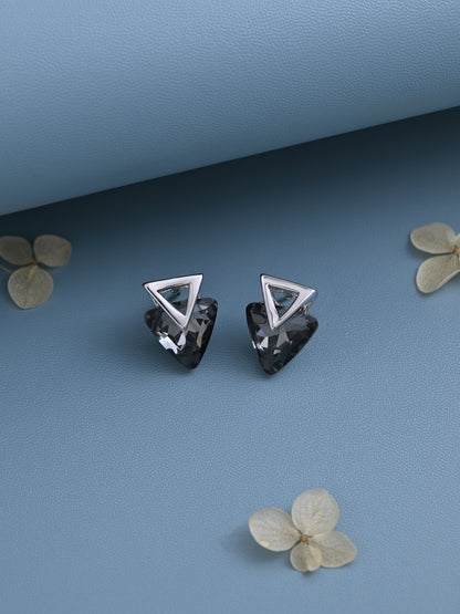 Grey Triangle Crystal Stud